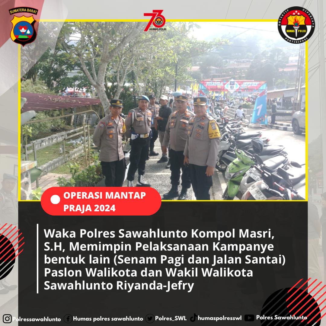 Personel OMP Polres Sawahlunto Amankan Kampanye Bentuk Lain (Senam Pagi dan Jalan Santai) Paslon Walikota Sawahlunto