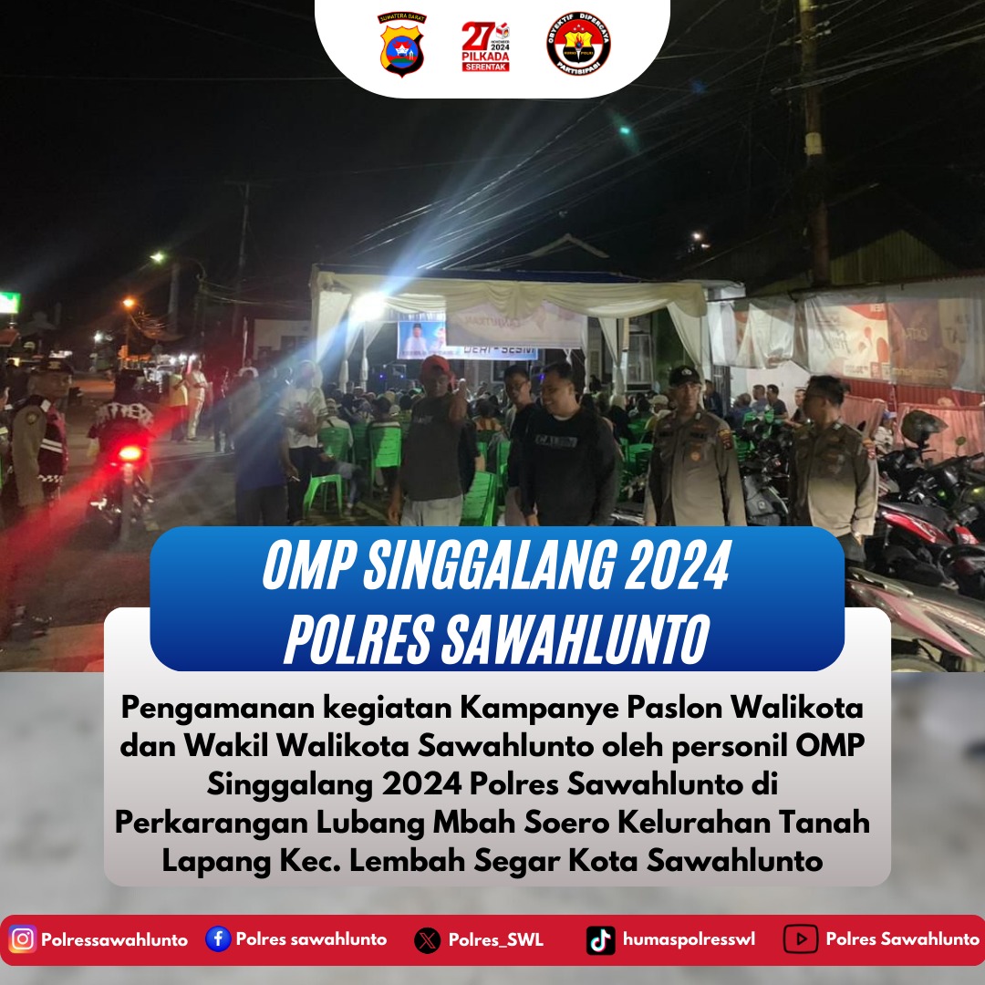 Personil Polres Sawahlunto Amankan Kampanye Pilkada di Kelurahan Tanah Lapang