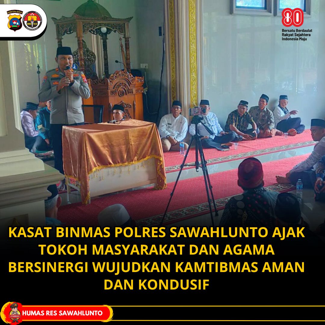 Kasat Binmas Polres Sawahlunto Ajak Tokoh Masyarakat dan Agama Bersinergi Wujudkan Kamtibmas Aman dan Kondusif